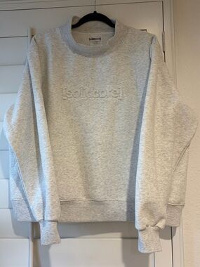 SOLIDCORE NEW Mock Neck Light Heather Gray Sweatshirt M Grey solid core